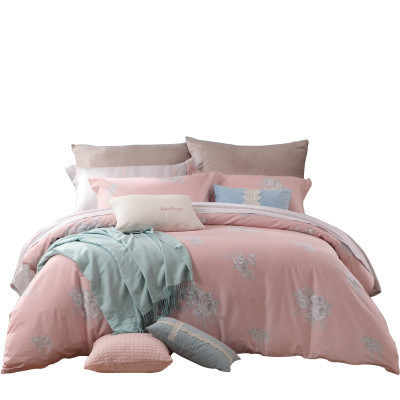 凯盛家纺 全棉60s支水洗棉全棉四件套全棉床品套件床上用品床单被套 慕卉