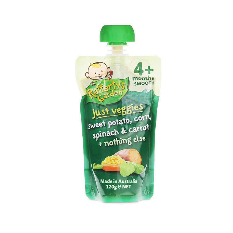 Rafferty's Garden 婴儿辅食 菠菜玉米甜薯胡萝卜泥 120克/袋 海外进口 蔬菜泥