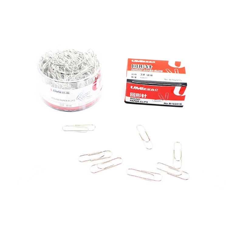 安兴纸业 悠米(UMI )银色回形针 (盒装 100PCS/盒) B10201S 20盒装
