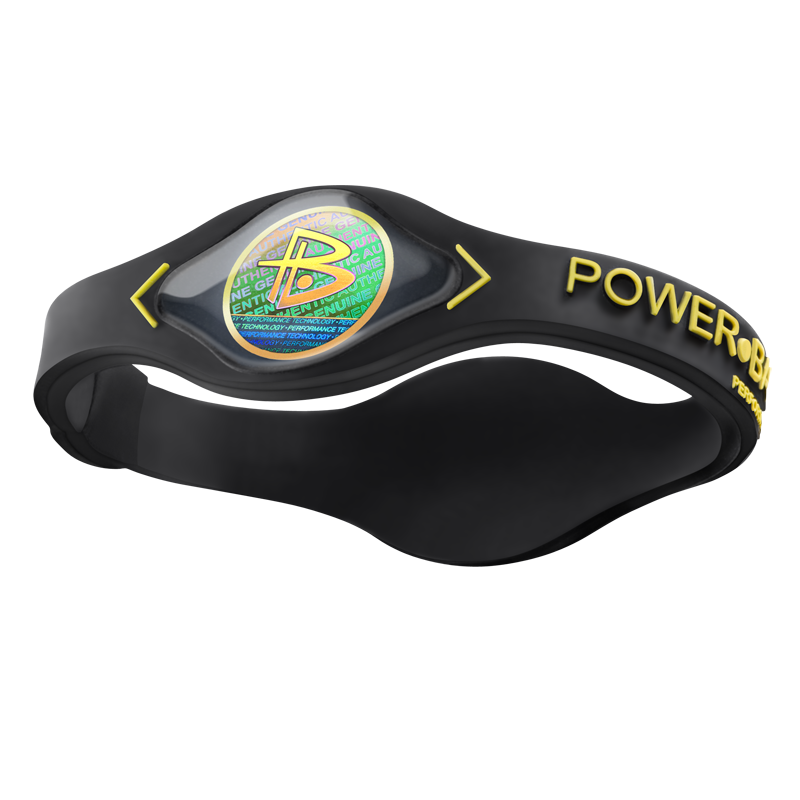 POWER BALANCE 霸能 能量平衡手环 运动手环 黑色黄字核心款M码190