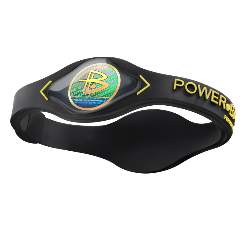 POWER BALANCE 霸能 能量平衡手环 运动手环 黑色黄字核心款S码175