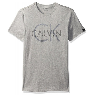 卡尔文·克莱恩(Calvin Klein) CK男士圆领棉质纯色分裂LOGO短袖男夏季 男装 修身 T恤 403G220