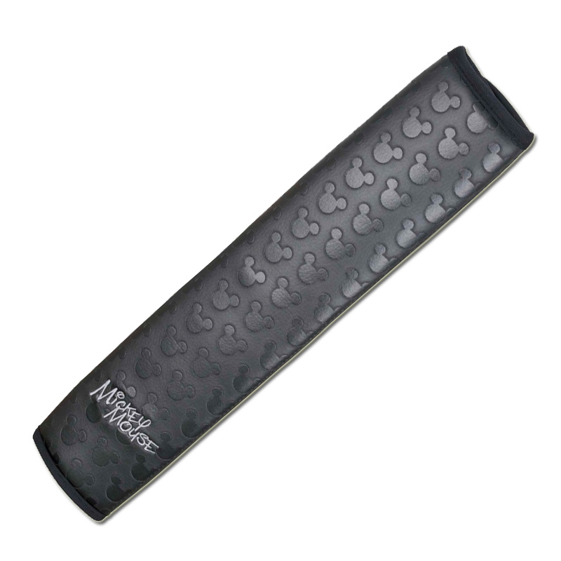NAPOLEX迪士尼汽车用品米奇纯黑皮革压印安全带护肩(单只装)WD-206加长安全带套 卡通可爱保险带护肩套内饰黑色