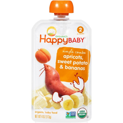 禧贝(Happy Baby)婴幼儿有机杏子甜薯香蕉蔬果泥 二段 113g/袋 原装进口