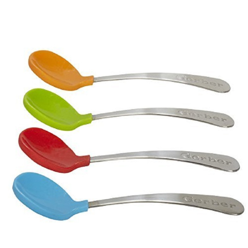 Gerber 嘉宝 软皮硅胶宝宝学习勺 4件套 78295 品牌直采 PP 婴儿勺子