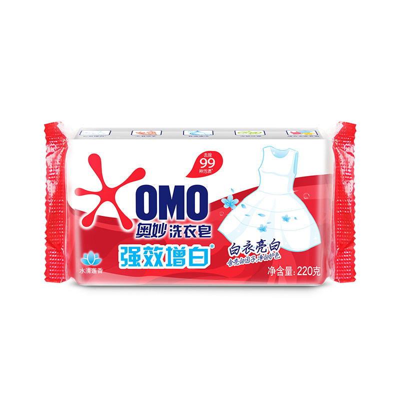 OMO奥妙全能白水清莲香无磷增白洗衣皂220g适合全家衣物