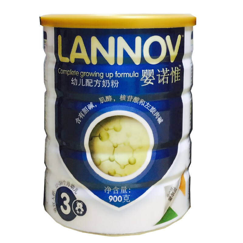 婴诺惟(Lannov) 幼儿配方奶粉 3段奶粉(12~36个月) 900g爱尔兰原装进口 草饲奶粉