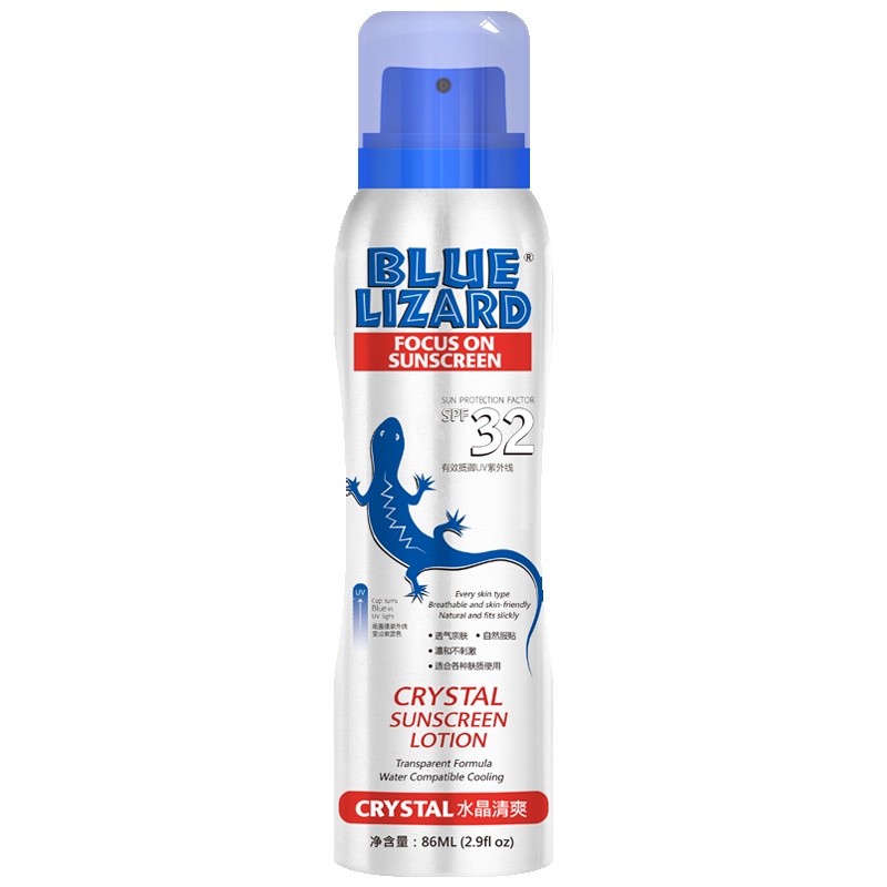 蓝蜥蜴(Blue lizard)水晶清爽型物理防晒喷雾 86ml SPF32 PA++ + 面部护理 儿童成人通用防晒