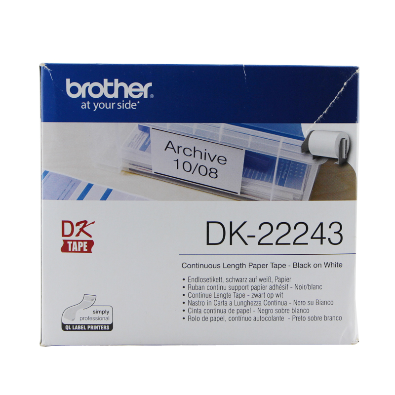 兄弟(brother) 标签色带 DK-22243 白底黑字 热敏纸质102MM*30.48M