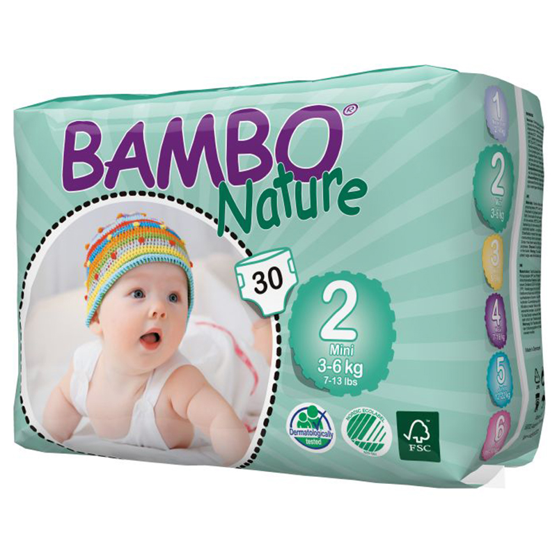 [香港行貨]Bambo Nature班博 綠色嬰兒紙尿片2號(加細碼)30片