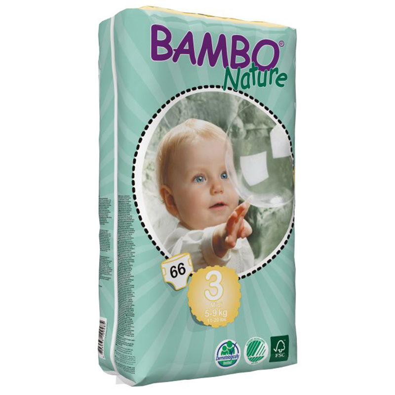 Bambo Nature班博 綠色嬰兒紙尿片3號(細碼)66片