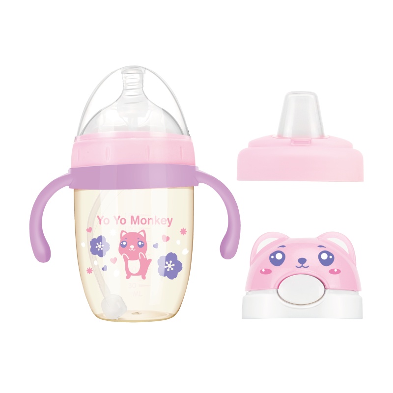 优优马骝PPSU奶瓶 宽口径耐摔宝宝硅胶奶嘴婴儿奶瓶防胀气180ML 蓝色MS2105