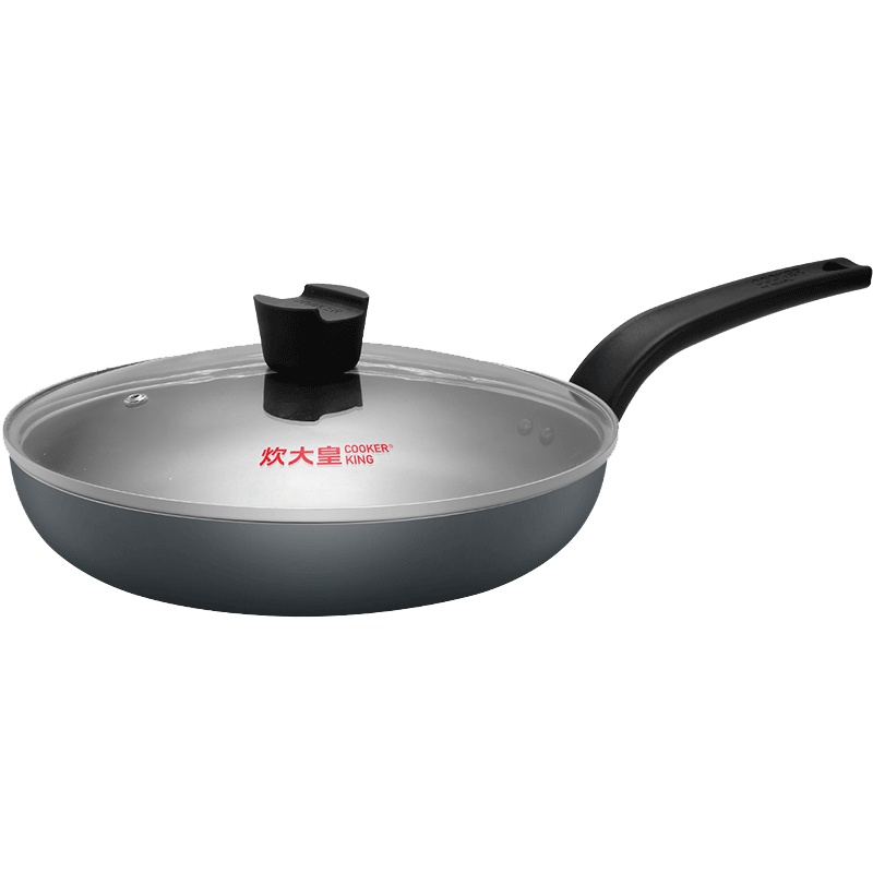 炊大皇(COOKERKING)煎锅 WG46277 中国红不粘锅平底锅煎锅煎牛排少油烟电磁炉通用带锅盖
