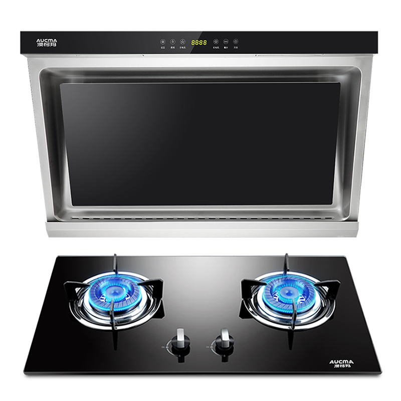 澳柯玛(AUCMA)触控式侧吸式抽油烟机燃气灶煤气灶烟灶套餐AJ20+3D2B 18立方 液化气