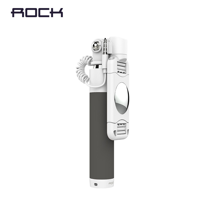 洛克(ROCK)迷你线控自拍杆自拍器 适用于苹果三星华为小米魅族手机 黑色