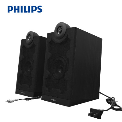 Philips/飞利浦 Hi-Fi多媒体2.0有源蓝牙音箱 台式电脑音响木质音响 黑色