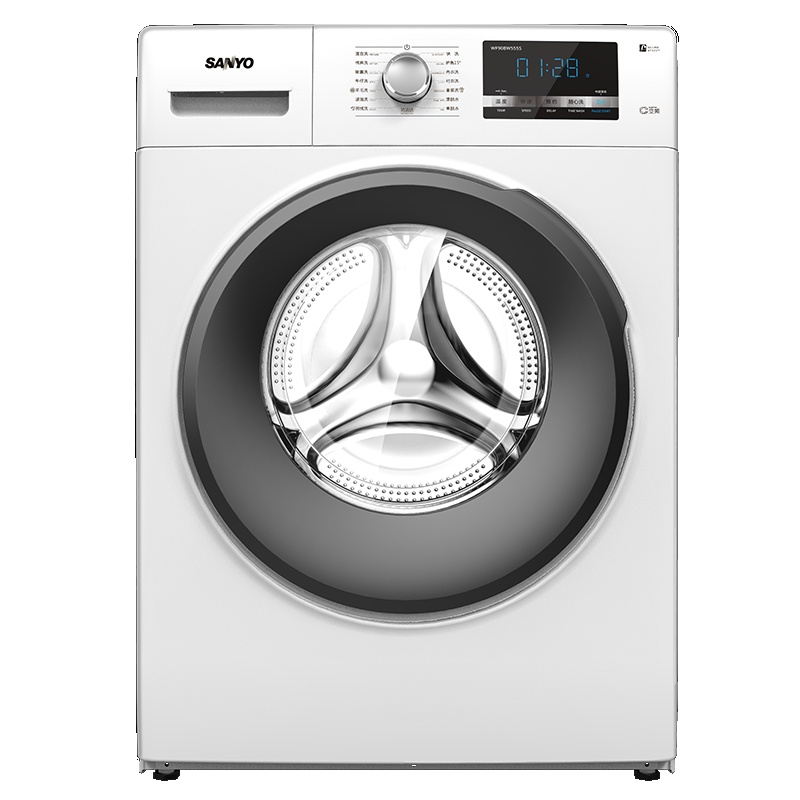 三洋(SANYO)WF90BW555S 9公斤全自动变频滚筒洗脱一体洗衣机 15℃护色洗 恒温速洗 桶自洁(白色)