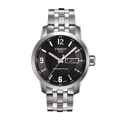 天梭(TISSOT)手表 PRC200系列机械男表 商务时尚 黑盘钢带机械T055.430.11.057.00
