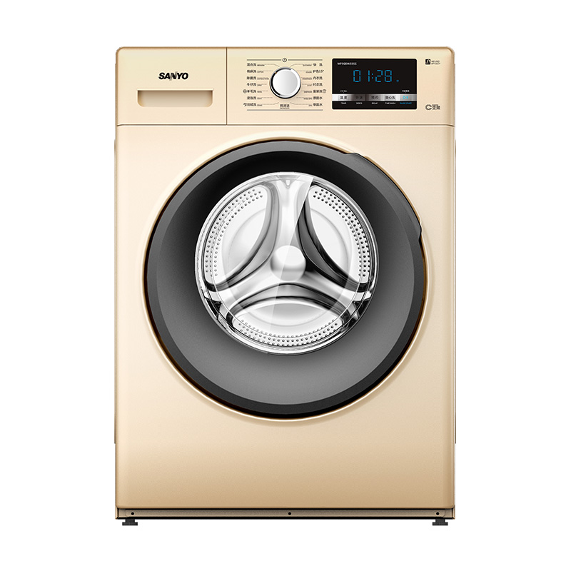 三洋(SANYO)WF90BG555S 9公斤变频滚筒洗衣机 下排水 多种洗涤模式 中途添衣(凯撒金)