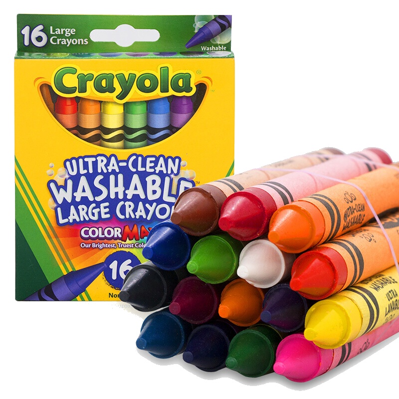 绘儿乐Crayola 16色可水洗儿童大蜡笔加粗绘画玩具52-3281