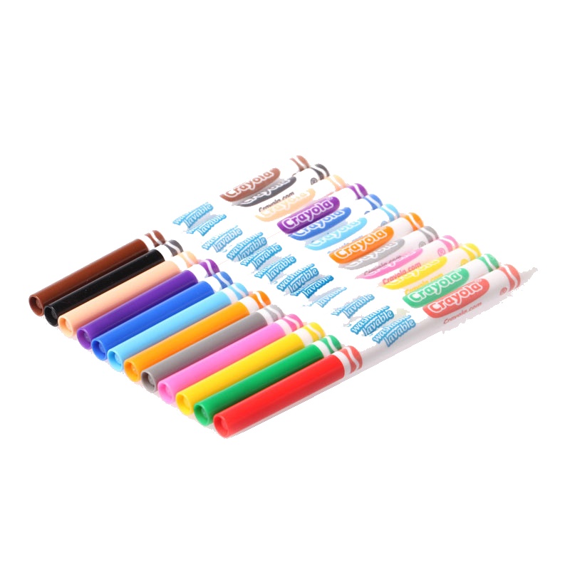 绘儿乐crayola 水彩笔可水洗12色彩色细头绘画笔儿童安全58-7813