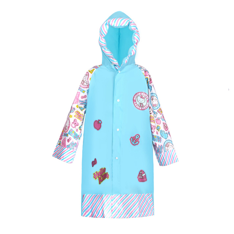 凯蒂猫(HelloKitty)卡通印花雨衣3516蓝颜色PVC材质值单个装 防水面料雨具儿童雨衣雨披 蓝色