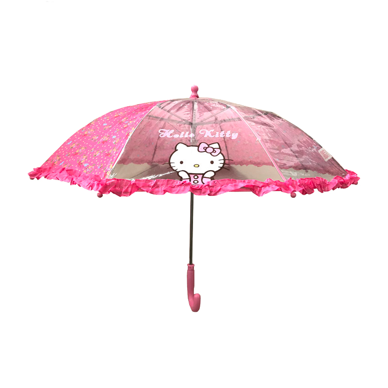 HelloKitty凯蒂猫秘密花园儿童雨伞涤纶材质玫红长柄1个装儿童雨具雨伞女童卡通晴雨伞幼儿园小学生小孩宝宝公主伞