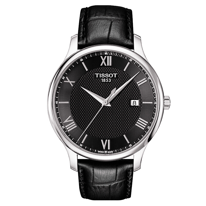 天梭(TISSOT) 俊雅系列 黑盘 皮革表带 石英男士表T063.610.16.058.00