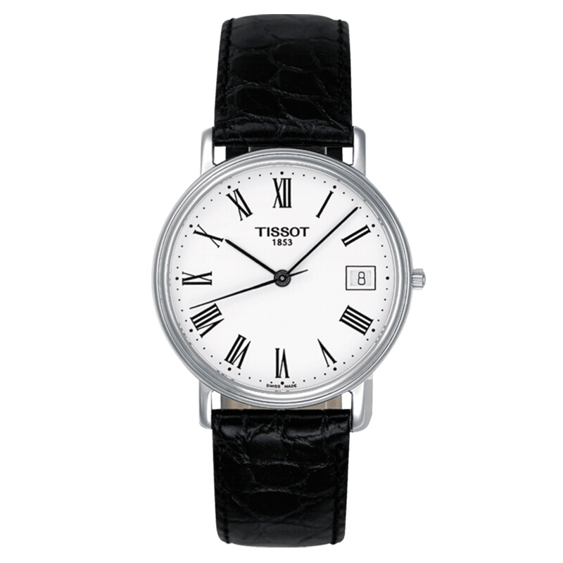 天梭(TISSOT) 心意系列 白盘 超薄皮革表带 石英男士 腕表T52.1.421.13