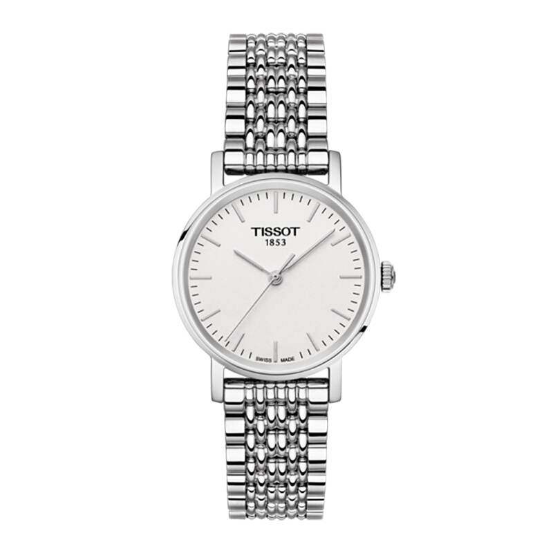 天梭(TISSOT) 魅时系列 优雅简约 银色白盘 钢带石英女士表 T109.210.11.031.00