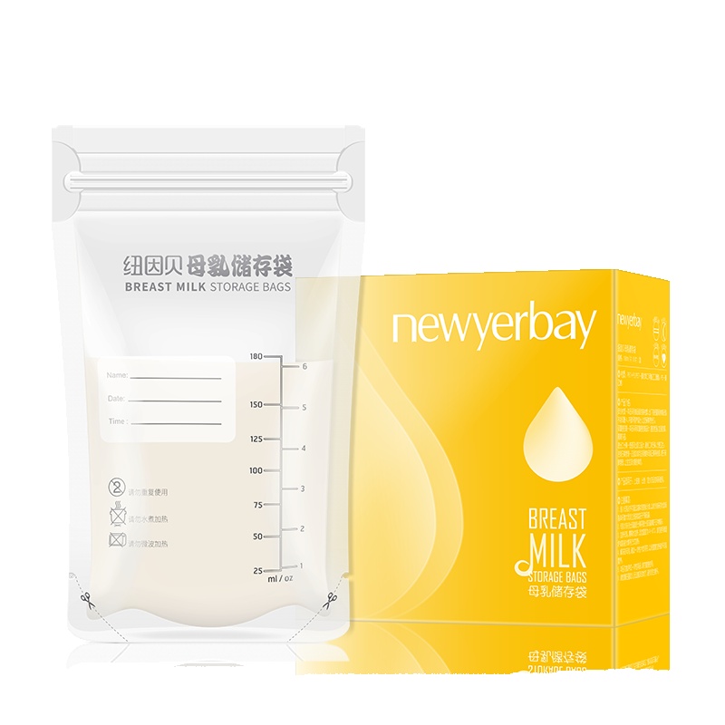 纽因贝(NEWYERBAY) 一次性储奶袋180ml PET+PE母乳保鲜袋母乳存奶袋奶水储存袋30片/盒*3