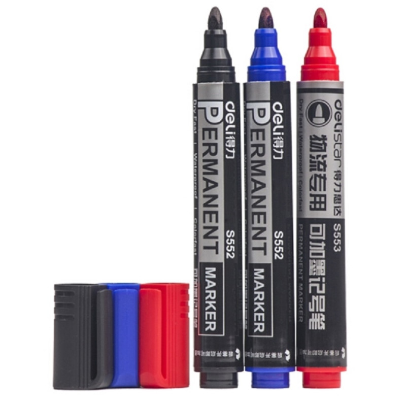 得力(deli)可加墨记号笔快干防水 勾线笔 记号笔墨水 马克笔 S552黑色可加墨记号笔10支装