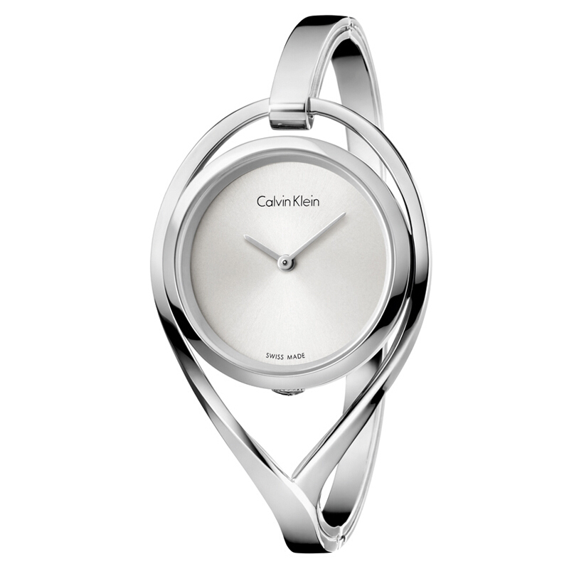 卡尔文·克莱恩(Calvin Klein)手表 简约无刻度银盘 金属表带 石英女士腕表K6L2M116