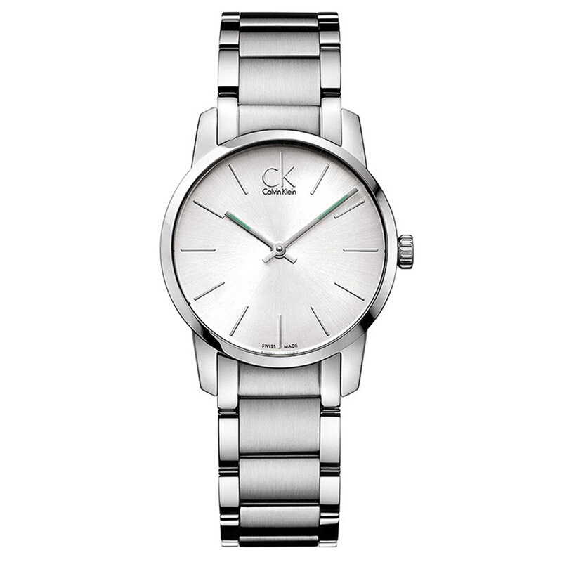 卡尔文·克莱恩(Calvin Klein)CITY系列 夜光白盘 金属表带 商务石英女士表K2G23126