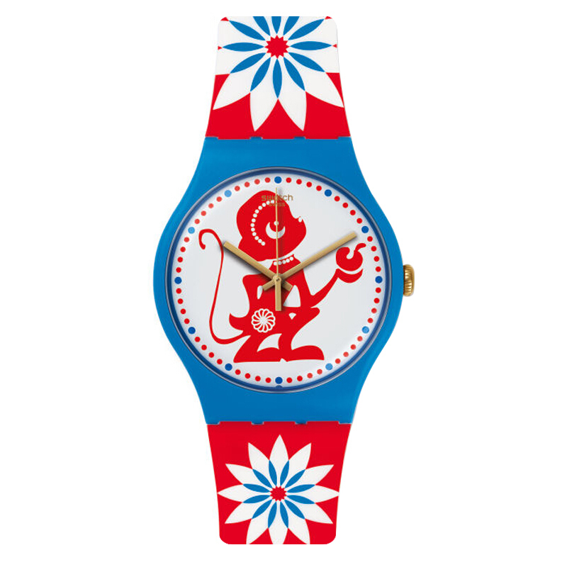 斯沃琪(SWATCH)手表 猴年生肖特别款 树脂表带 男女通用表猴呈得意SUOZ203