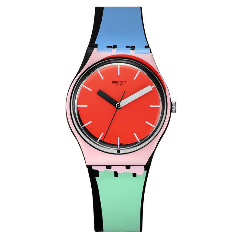 斯沃琪(SWATCH)手表 色彩密码系列 多彩拼色 树脂表带 石英男女通用腕表 GB286