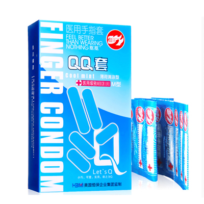 倍力乐(beilile)QQ套3盒装厚款 薄荷清凉抠抠手指套 润滑医用指套 手指套套避孕套光面超小号成人情趣性用品
