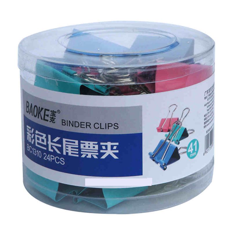 宝克 32mm 24枚/盒 彩色 长尾票夹 BC1320 (单位:盒)
