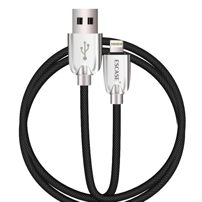 ESCASE 苹果数据线 iPhone/iPad快充电器线3.1A手机电源线1米正品200KG承重USB-C11 爵士黑