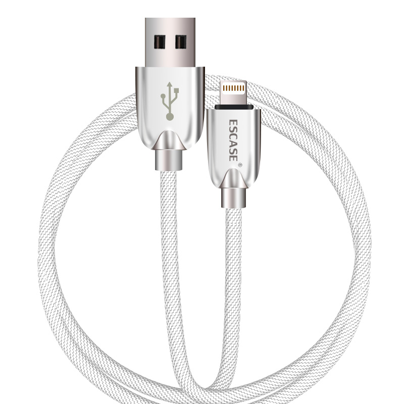 ESCASE 苹果数据线/iPhone/iPad快充电器线3.1A手机电源线1米正品200KG承重USB-C11 象牙白