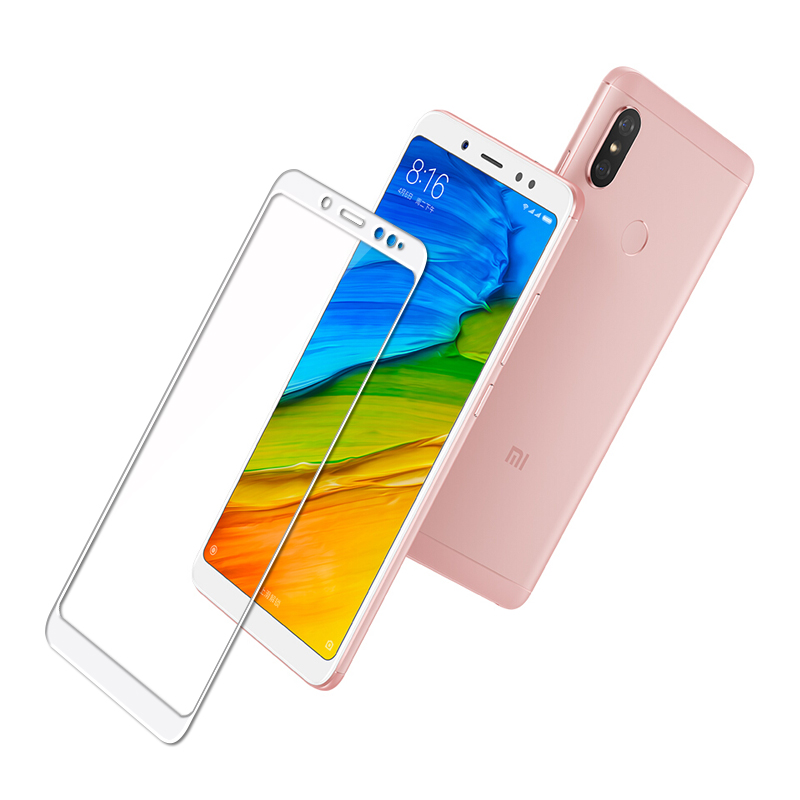 ESCASE 小米 红米note5钢化膜 小米 红米note5全屏碳纤玻璃膜 全覆盖高清防爆防指纹手机贴膜 白色