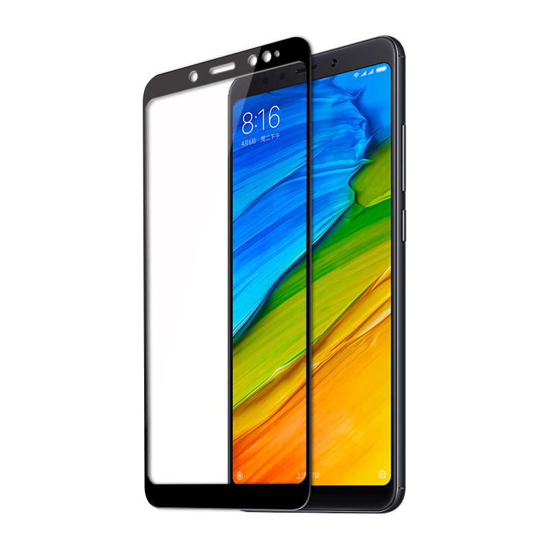 ESCASE 小米 红米note5钢化膜 小米 红米note5全屏碳纤玻璃膜 全覆盖高清防爆防指纹手机贴膜 黑色