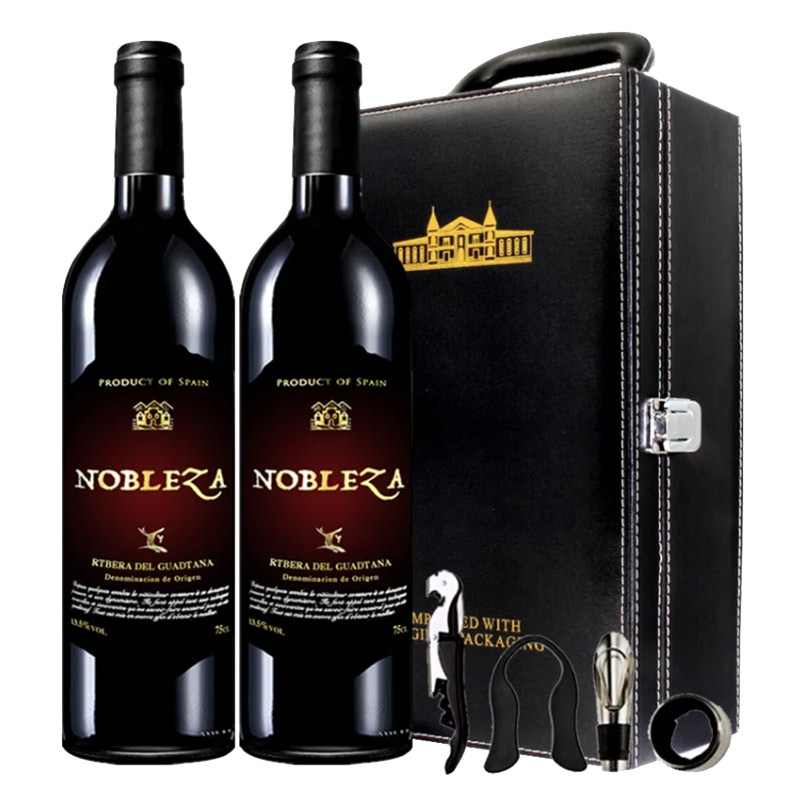 西班牙进口红酒 DO诺伯勒干红葡萄酒750ml*2 礼盒装