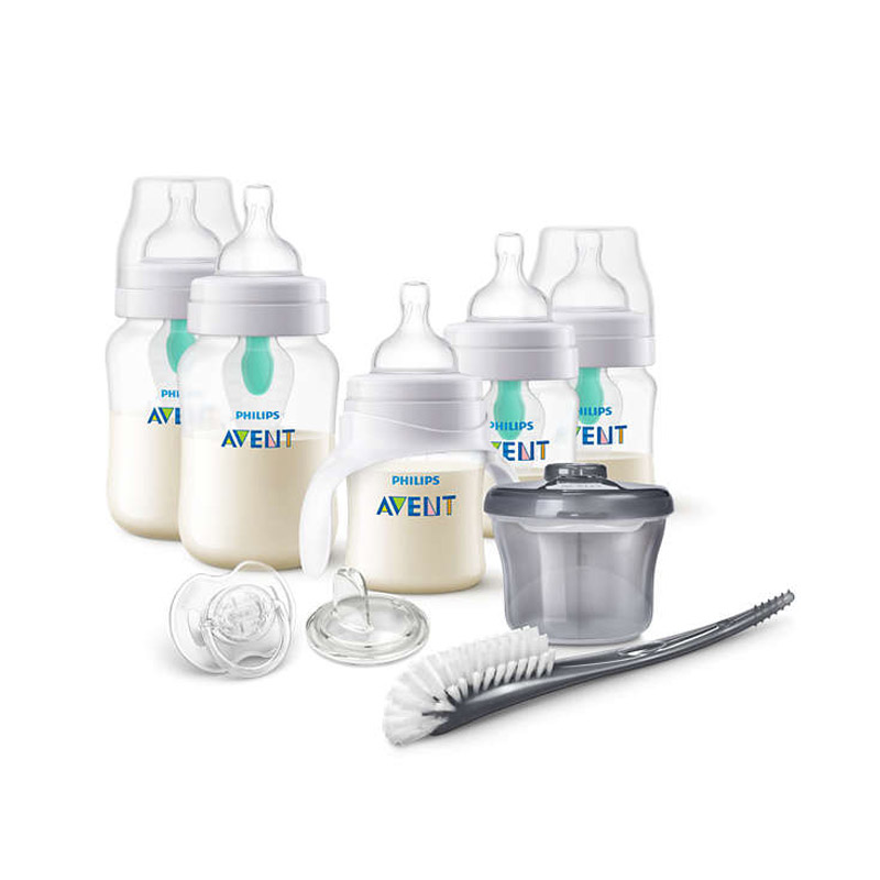 新安怡(Avent)经典系列新生宽口径PP奶瓶套装(125ml 2个、260ml2个、带手柄125ml 1个)