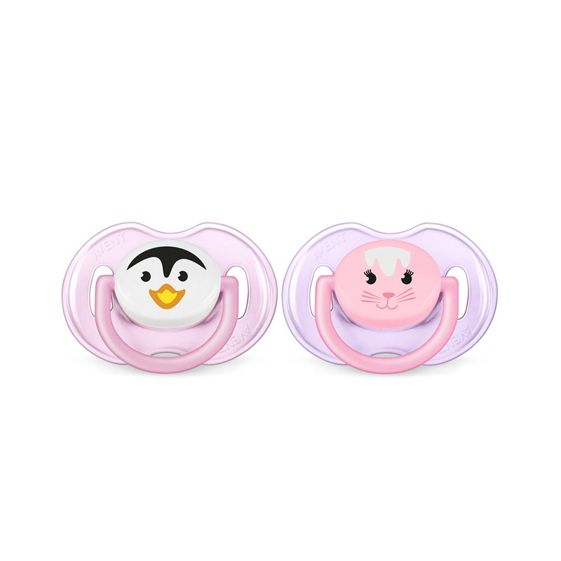 新安怡（Avent）动物安抚奶嘴 SCF182/13 2个装 0-6个月 粉色紫色混合