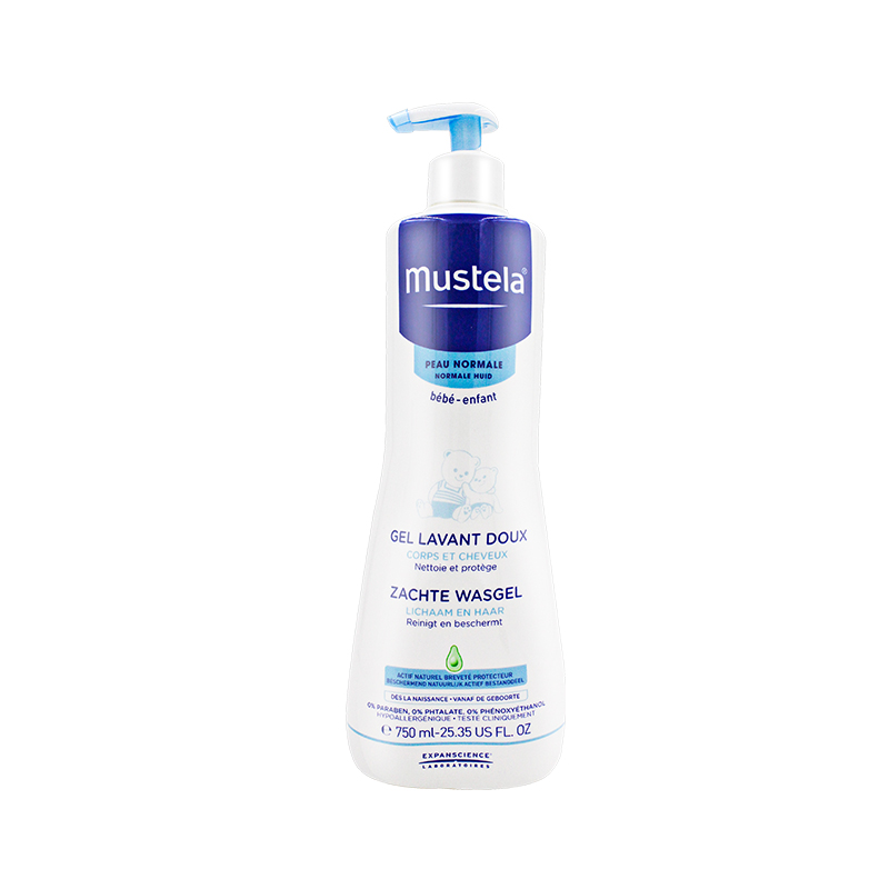 妙思乐(MUSTELA)贝贝亲肤洗发沐浴露 儿童保湿洗发沐浴二合一 750ml