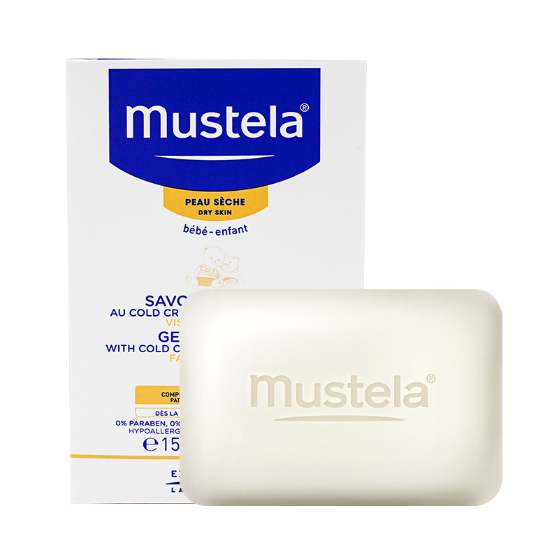 妙思乐(Mustela)儿童温和滋润无刺激j进口冷霜洁肤皂 150g