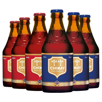 比利时进口精酿 Chimay 智美蓝帽*3/红帽*3啤酒330ml 6瓶装