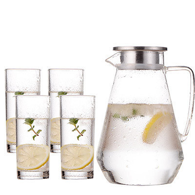 青苹果 加厚耐热玻璃茶壶花茶过滤冷水壶 明火加热煮茶牛奶凉水壶大容量防爆水具茶具套装组合装 5件套