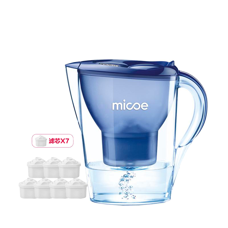 四季沐歌（MICOE）净水壶 家用3.5L便携式净水杯 自来水过滤器净水器净水机 YCZ-QT12-M072 1壶7芯